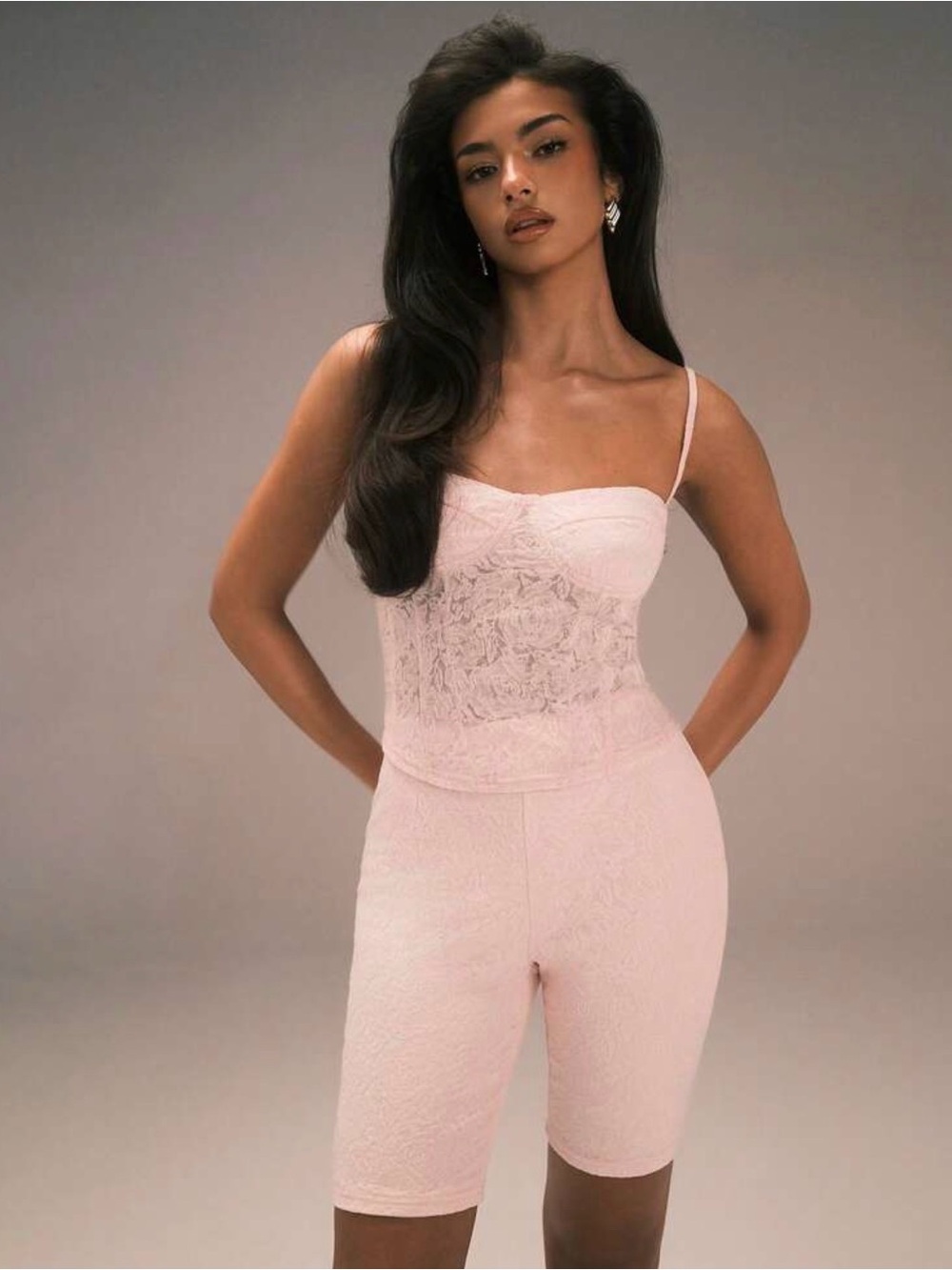Delicate Lace Cami & Short Set - Soft Pink